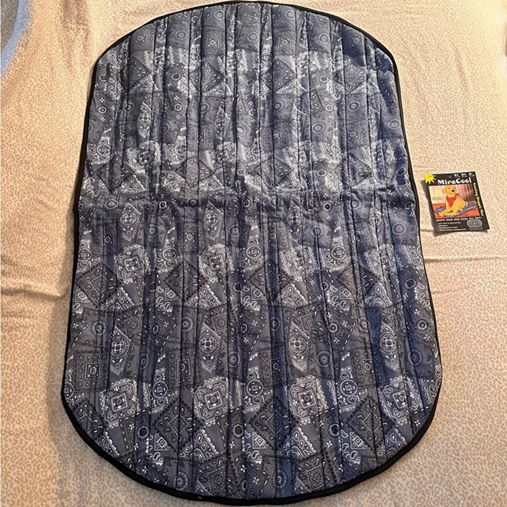 MiraCool Reusable Cooling Dog Mat, Large 26x36 Blue Bandana Pattern